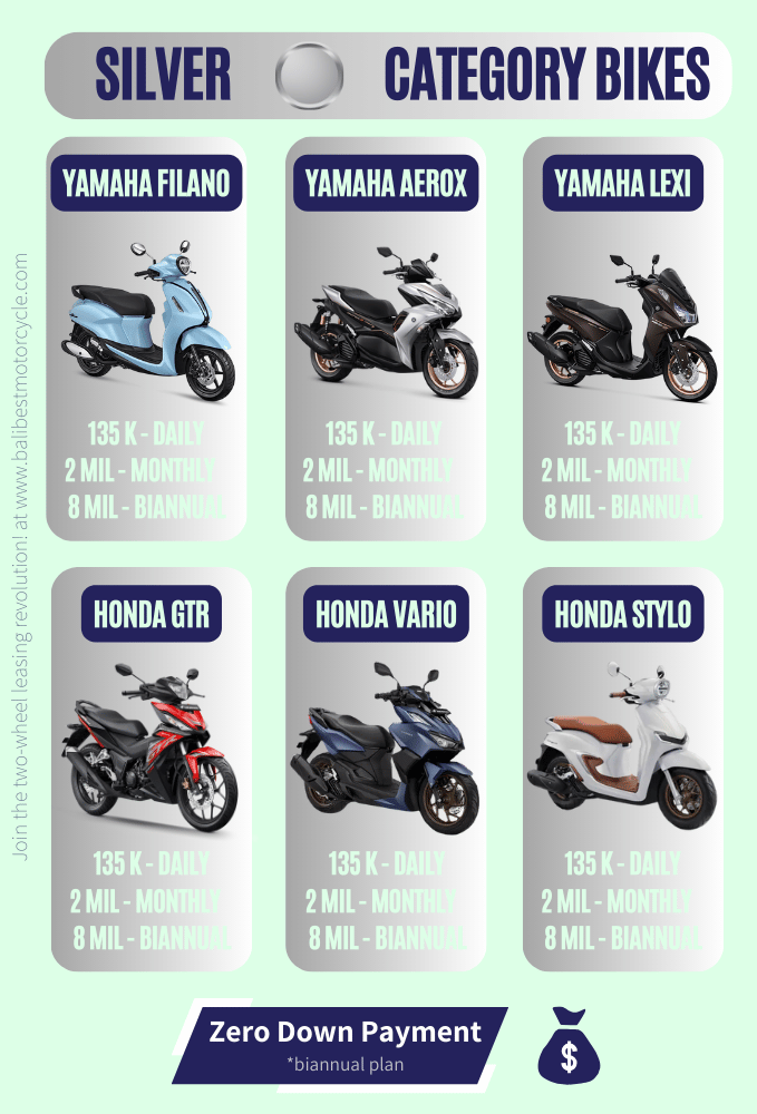 Silver Category-Bali Bike Rental Price