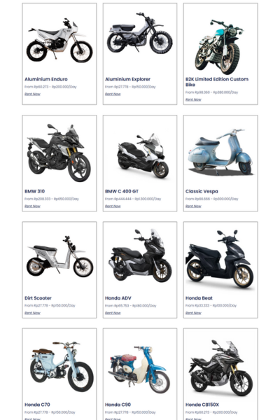 Motorbike rental page