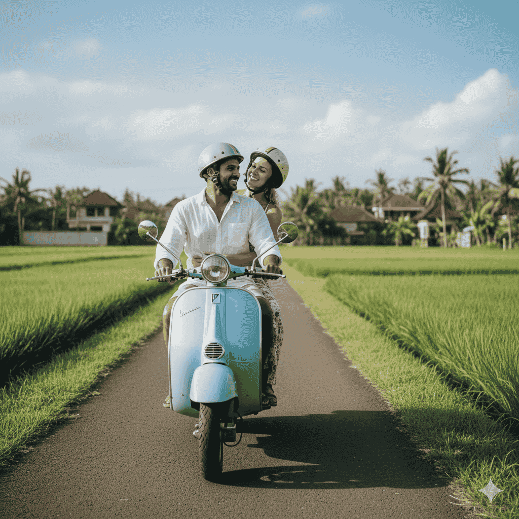 Rider on a Bali scenic road